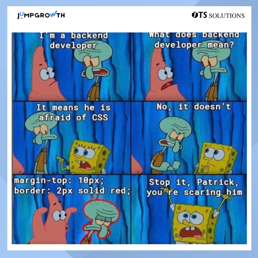 Backend Vs CSS 😆 Follow @GrowthJump for more updates like this! #webdev #jumpgrowth #programmerhumor #backenddeveloper #css