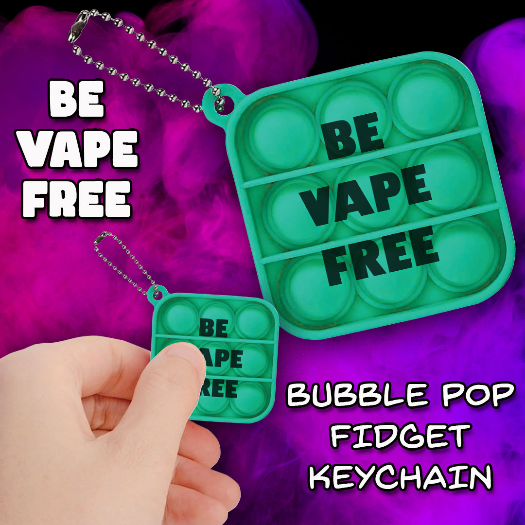 Be Vape Free Bubble Pop Fidget Keychain! Pop away bad habits and embrace a vape-free future with this fun keychain! Perfect for anyone looking to quit vaping or reduce cravings. Click Here to Order Now: nimcoinc.com/product/bubble… #VapingPrevention #BeVapeFree #nimcoinc