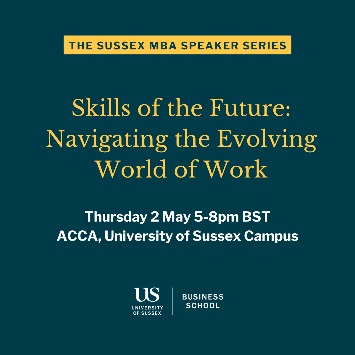 'Skills of the Future: Navigating the Evolving World of Work' Join us on Thursday 2 May, 5pm to 8pm, at the Attenborough Centre for the Creative Arts for our next MBA Speaker Series event. Join the guestlist: bit.ly/43WFaY3 #MBA #AI #Technology