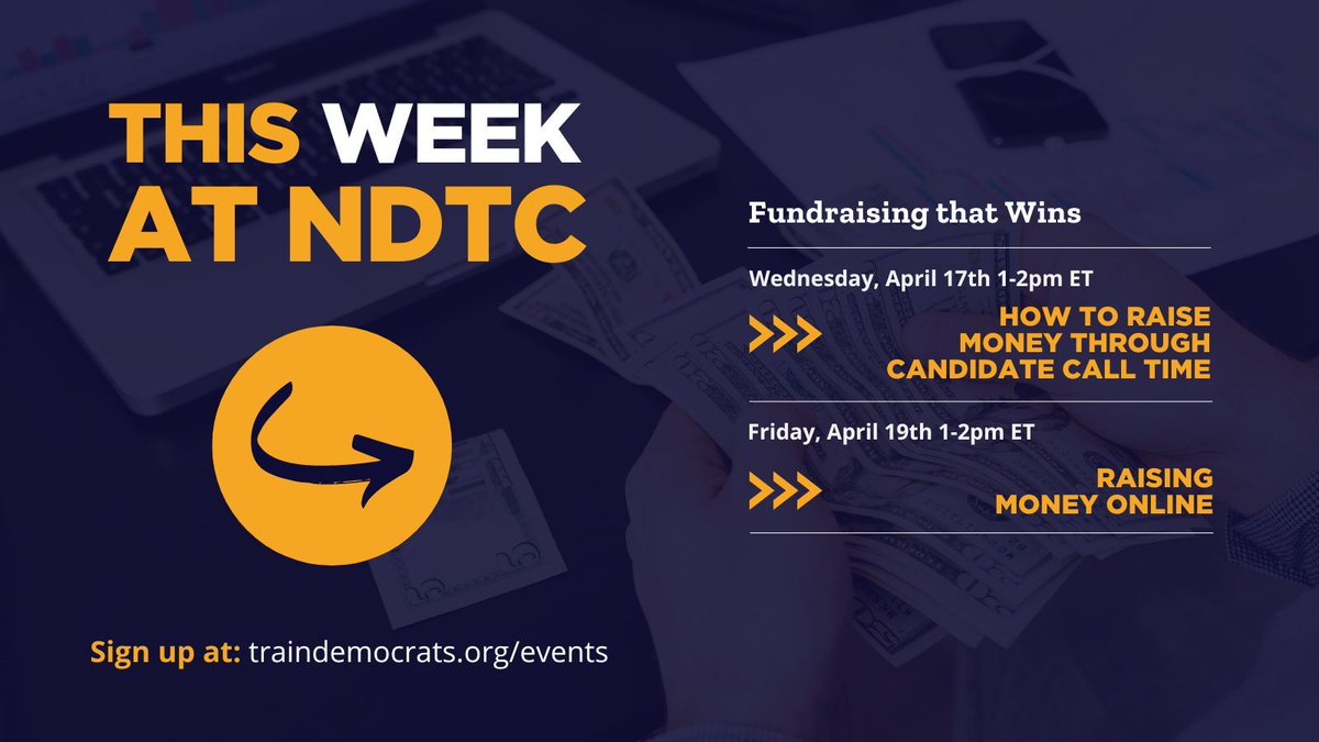 The money you raise sets the tone for how much your campaign can accomplish. While asking people in your network for money can seem a bit uncomfortable, we're here to help! Our trainings this week can help you nail down that fundraising strategy. RSVP: ndtc.me/3OteF3p