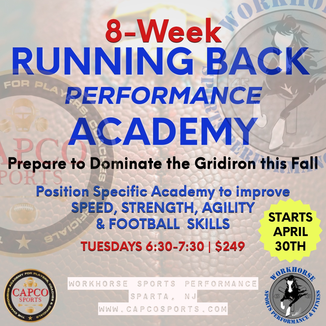 CAPCOsports's tweet image. Prepare to Dominate the Gridiron
Join our 8-week Running Back Performance Academy

Improve your football skills &amp;amp; performance with CAPCO and Workhorse Sports Performance.
tinyurl.com/WSPFootballAca… 

#runningbacks #runningbacktraining #runningbackmechanics #footballtraining #spor...