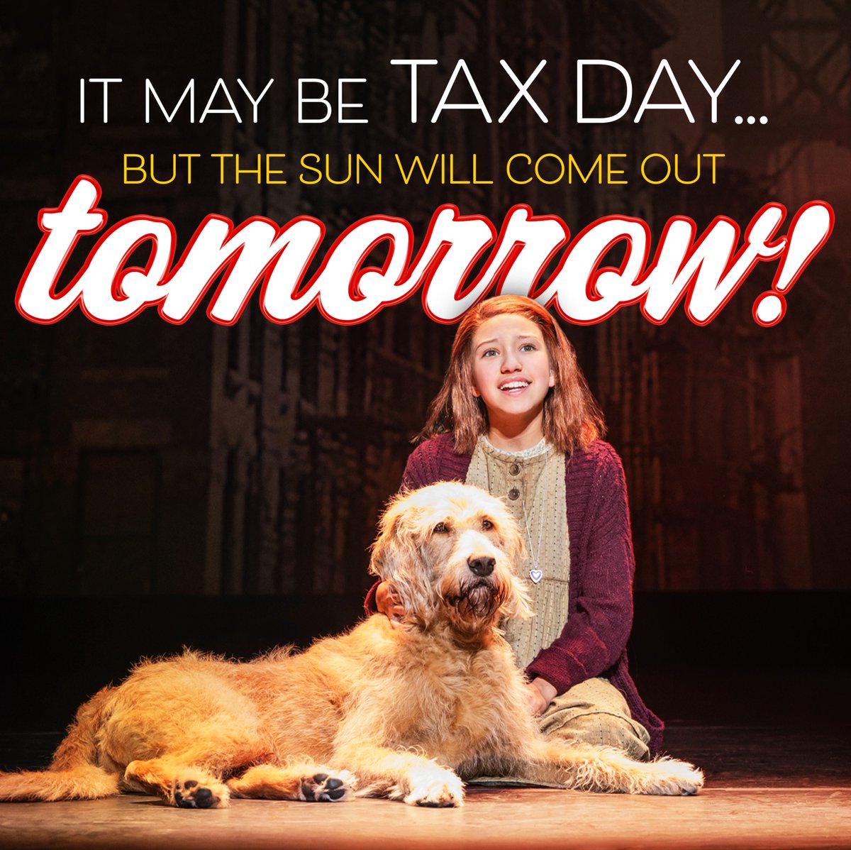 It's Tax Day, but the sun will come out tomorrow... bet your bottom dollar! Buy one, get one FREE on select tickets to see ANNIE at #TheFox on May 3-5! Offer valid for these shows: ✔️ May 3 - 7:30PM ✔️ May 4 - 7:30PM ✔️ May 5 - 6:30PM Use code TAXDAY ➡️ bit.ly/3JgsBgx