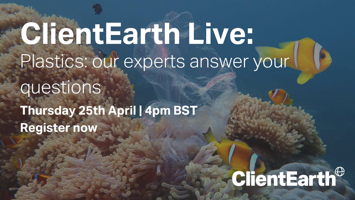 Plastics: your questions answered. To celebrate Earth Day, Join ClientEarth Live and hear from lawyers and experts who use the law every day to stop the plastic crisis. This event is free but spaces are limited to register now. brnw.ch/21wIPoq