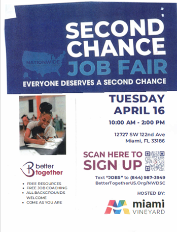 Second Chance Job Fair will be held on Tuesday, April 16th, from 10 a.m. to 2 p.m. This event offers free job coaching and resources to help you find employment opportunities. It's a chance to connect with potential employers and a valuable opportunity to get guidance on your job…
