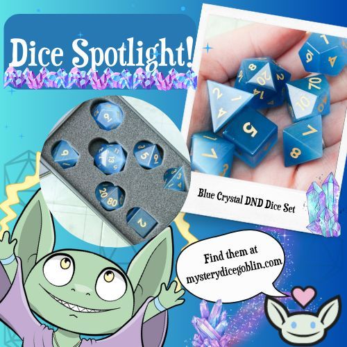 Stunnign Blue Crystal Dice that can be found on our website, link below if you want to own these beautiful carved crystal dice!
buff.ly/49zrTWk 

#dnd #crystaldice #crystals #bluecrystal #bluedice #dice #dicegoblin #dnddice #d20 #prettydice #dnd5e #dungeonmaster