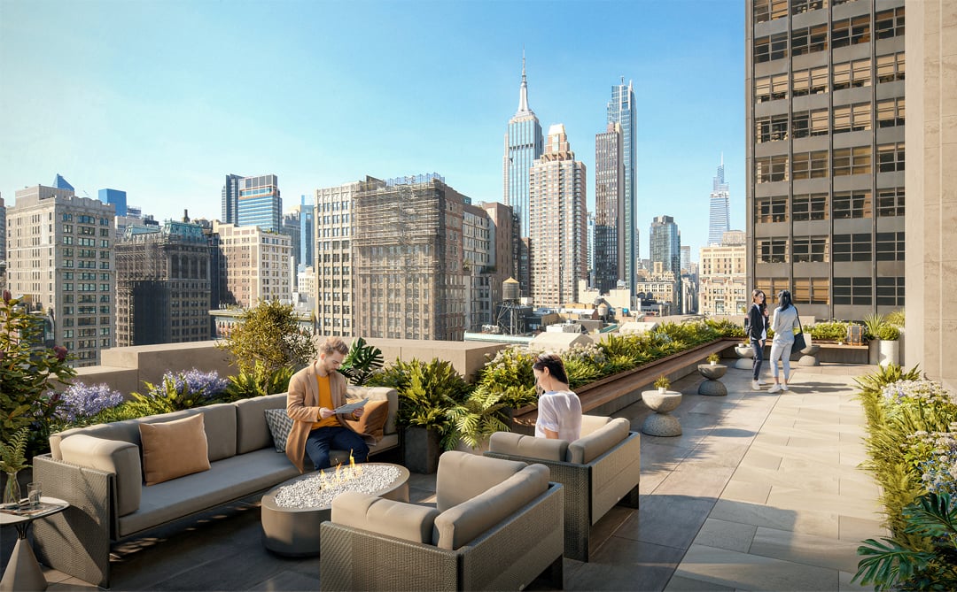 The 13th Floor at #11Madison Avenue features multiple terraces that overlook #MadisonSquarePark. Imagine brainstorming sessions with a view, or simply taking a break to soak in the beauty of the city. #SLGreen #NewYorkCityViews #NYCRealEstate #MidtownSouthOffice