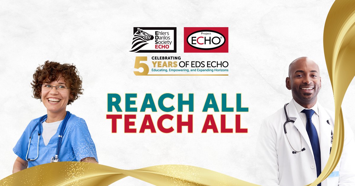 🌟 Celebrating 5️⃣ Incredible Years of EDS ECHO! 🌟 We reflect on a journey that began in April 2019, transforming education and care for #EhlersDanlosSyndromes (EDS) and #HypermobilitySpectrumDisorders (HSD) globally: ehlers-danlos.com/educating-empo… 🎉@ProjectECHO #MedTwitter #MedEd