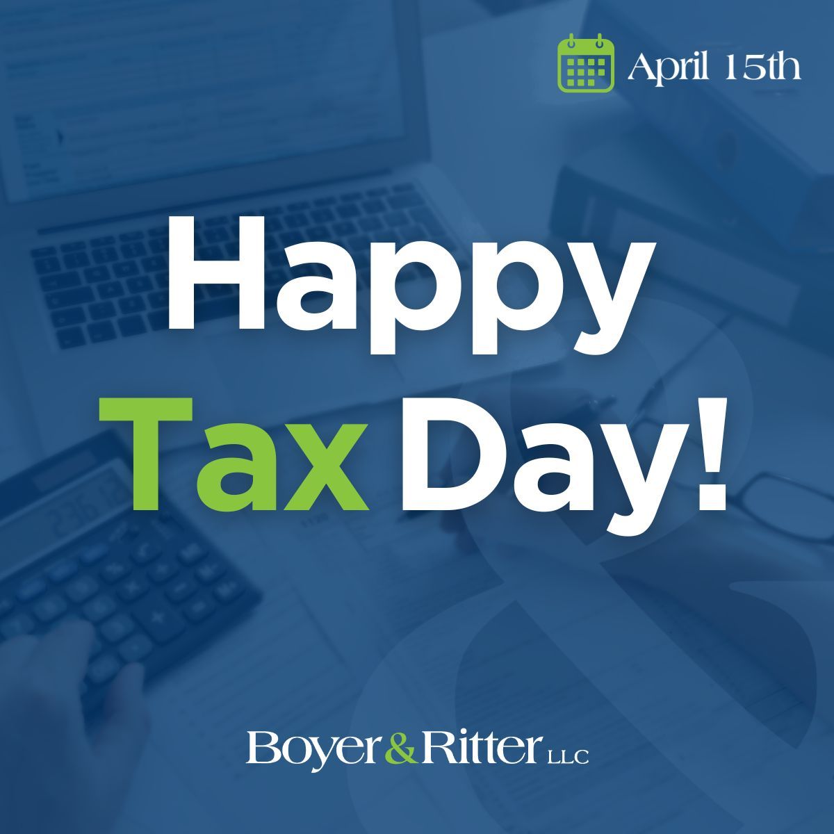 BoyerandRitter's tweet photo. Happy Tax Day! 🎉 Don't forget to file your taxes by today's deadline or you can file an extension to give you until October 15th. #TaxDay https://t.co/3TVAU6bWwk
