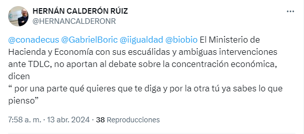 🔎 Nuestro presidente, @HERNANCALDERONR apunta hacia el @meconomia y sus intervenciones ante el #TDLC 🤨 #conadecus #consumidores #competencia #libre #gobierno #debate #usuarios #defensa #tribunal