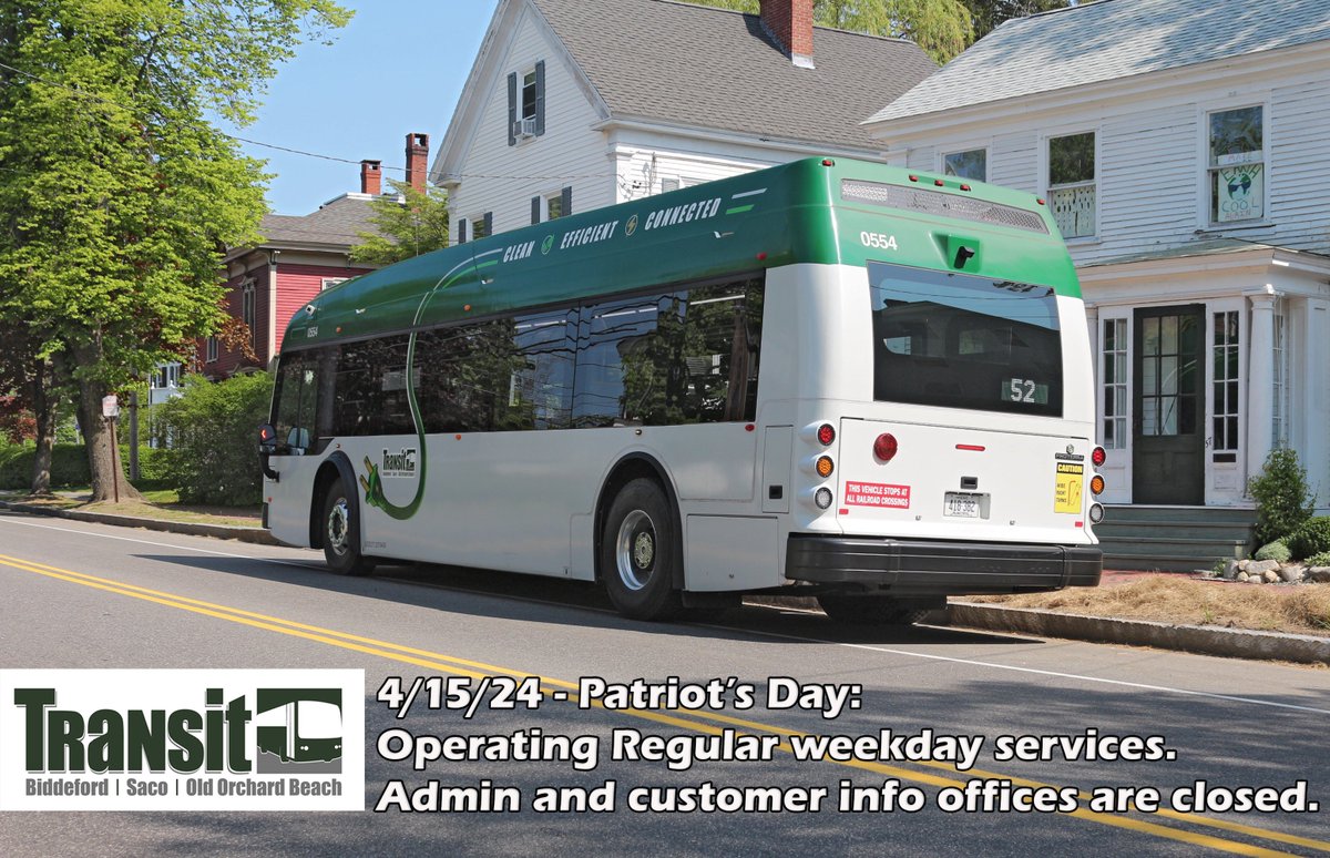 Regular weekday services are operating today.

The administrative and customer information offices are closed. They will reopen tomorrow, 4/16/24.