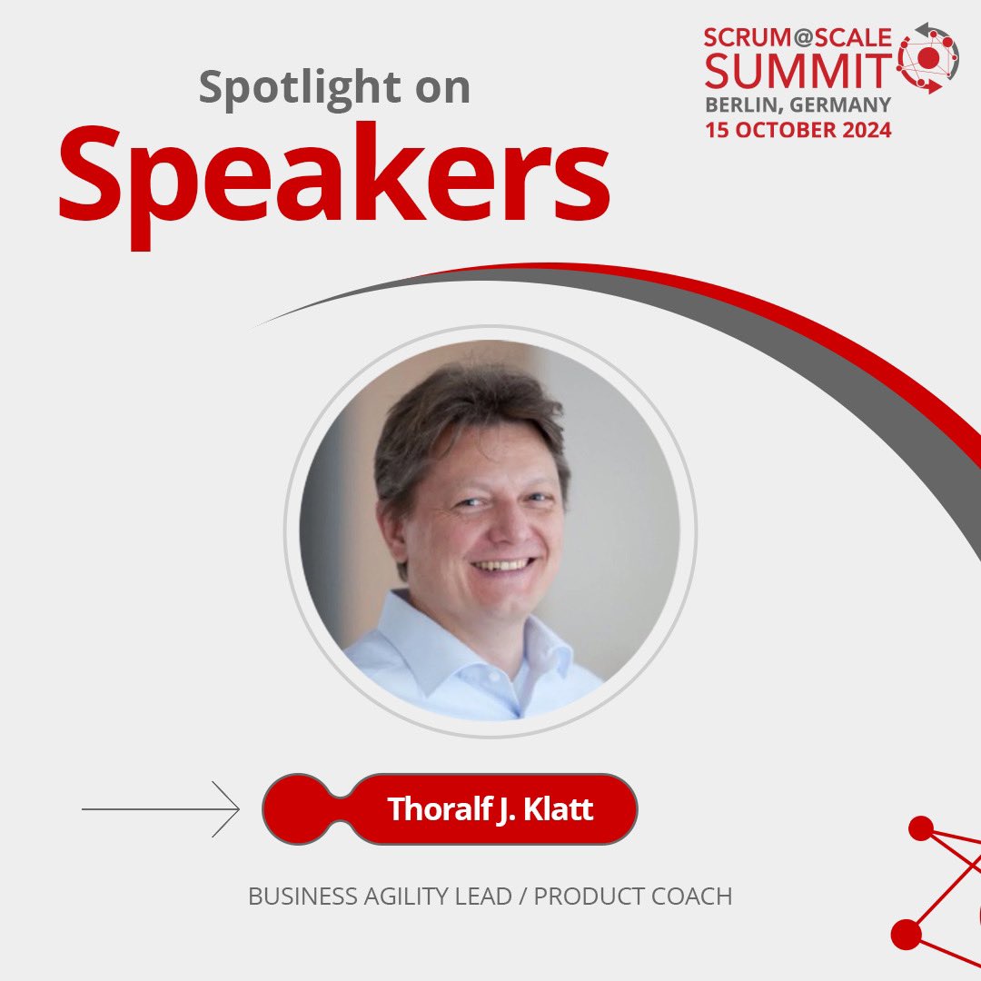 scrumscalesummt's tweet photo. Happy to announce Thoralf J. Klatt joins #ScrumAtScale Summit as a speaker! Join us in Berlin on Oct 15th to learn from his extensive experience in diverse domains. Don't miss out! Reserve your spot now with early bird prices! https://t.co/SBxhHNc2pw  #ScrumAtScaleSummit #Berlin https://t.co/QSZIoaiV9M