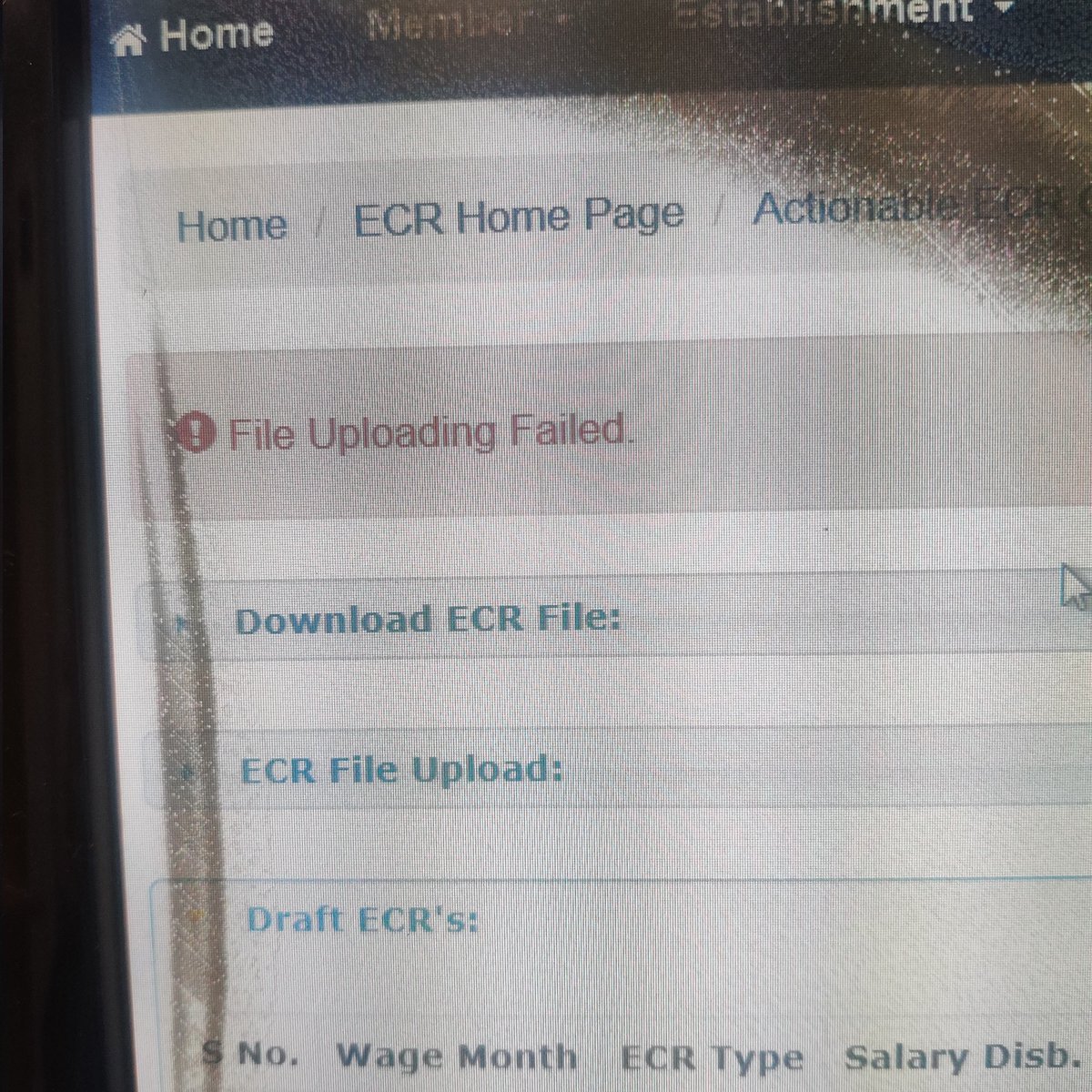 Is anyone getting this error on EPF portal ....since last 2 hrs trying to upload a file #epfo #notuploading #epf