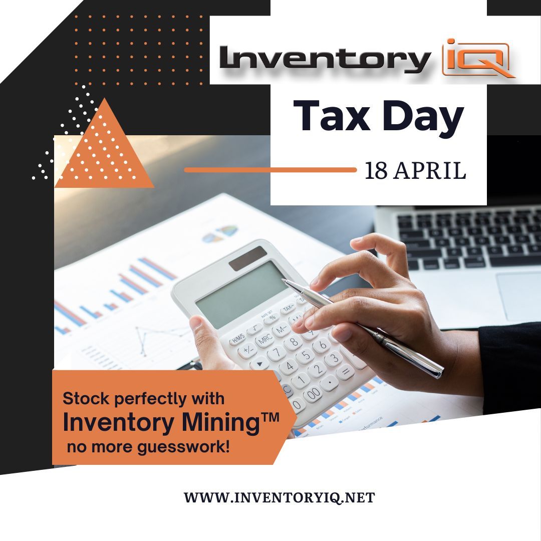 InventoryiQ's tweet photo. It’s almost that time of year! 🗓️ 
Get ahead of Tax Day and ensure your stock is accounted for with Inventory Mining™ from InventoryIQ. 
Say goodbye to guesswork and hello to precision. Prepare your business for April 18th! 💼🧮 #TaxDay #InventoryManagement #NoMoreGuesswork https://t.co/uIeQ9bxcse