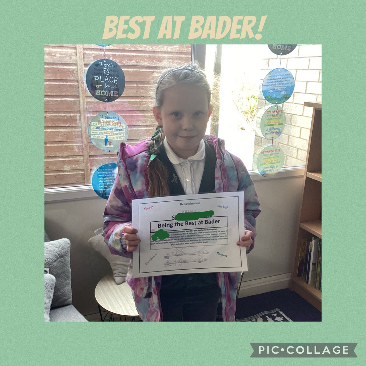 Y5R is celebrating their superb Best at Bader who was awarded their certificate this week for demonstrating the value of #AimingHigh #BaderValues #RRS #Article28