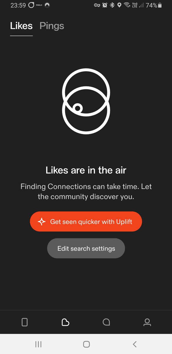 HappinessSouth's tweet photo. @feeldCo Seriously, how can I receive a push notification of a profile liking me, then less than 30secs later all I see is this...? https://t.co/iC4myNMiDB