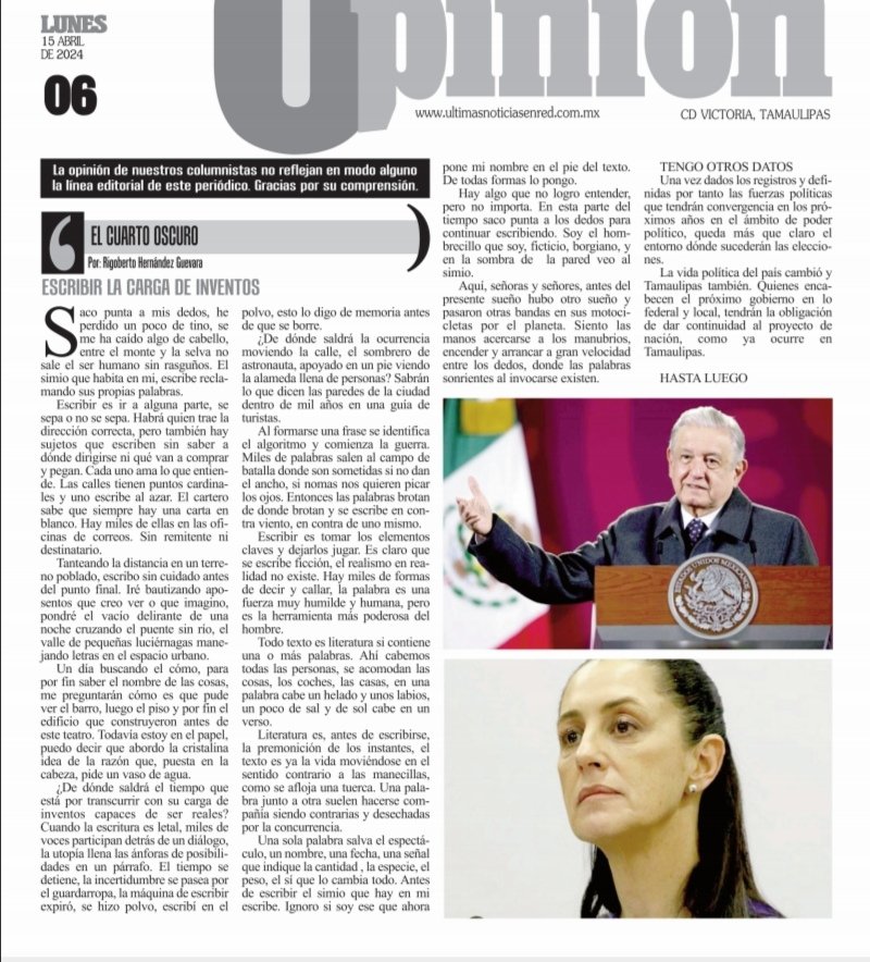 Mi columna en últimas noticias #cdvictoria #CDMX #MTY #matamoros #Tampico #cdmadero #cdmante #reynosa #NuevoLaredo #Altamira @amlo_oficial @PartidoMorenaMx @gobtam @Claudiashein