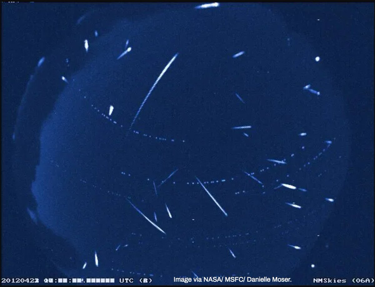 Earth is headed through a ribbon of “comet dust” — debris that causes the Lyrid meteor shower. And some of that dust may have been found at the bottom of a river. Join us this week for details — on StarDate! ow.ly/jT7Q50Rfl4S