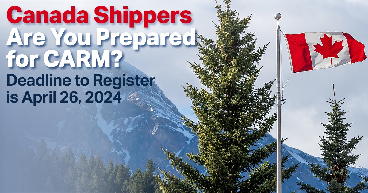 Canada Shippers, are you prepared for CARM? The deadline to register for the portal is April 26, 2024. Learn more here: ow.ly/qmfO50RflYT #CARM