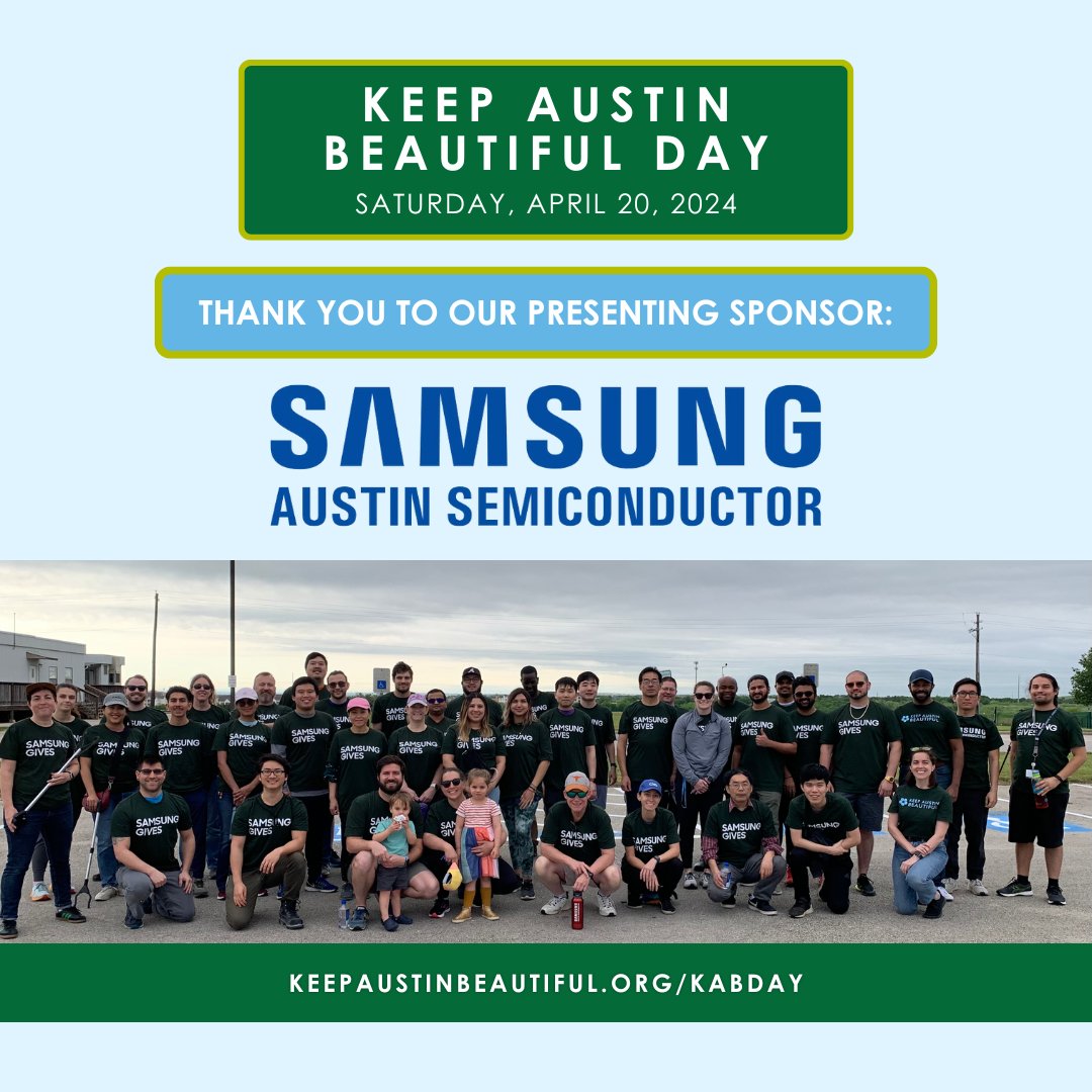 We are FIVE DAYS AWAY from Keep Austin Beautiful Day! Thank you to our presenting sponsor @SamsungAustin for making Keep Austin Beautiful Day possible. Haven't found your volunteer opportunity yet? Head to the link: givepul.se/2jl2hm