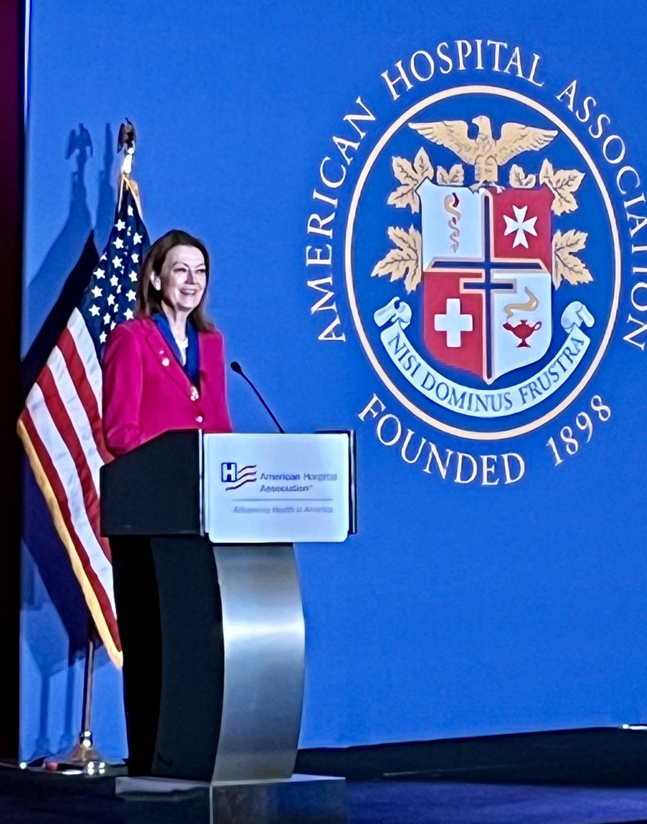 Proud moment as <a href="/JoanneConroyMD/">Joanne Conroy</a>, Dartmouth Health CEO/President, introduced as Chair of the AHA Board of Trustees last night at the start of the AHA Annual Meeting. #ahahospitals #nhhospitals