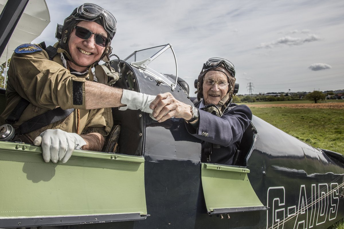 StowAero's tweet image. Flt Lt John Cooper  first flew Tiger Moth T6055 on April 14 1944.   Relisted as G-AIDS in 1946, it has been restored by Stow Maries&apos; pilot Terry D + Keith P.  On April 14 2024, Flt. Lt. Cooper, now 99,  was reunited with T6055, followed by a VIP tour with our Chairman, Martyn.