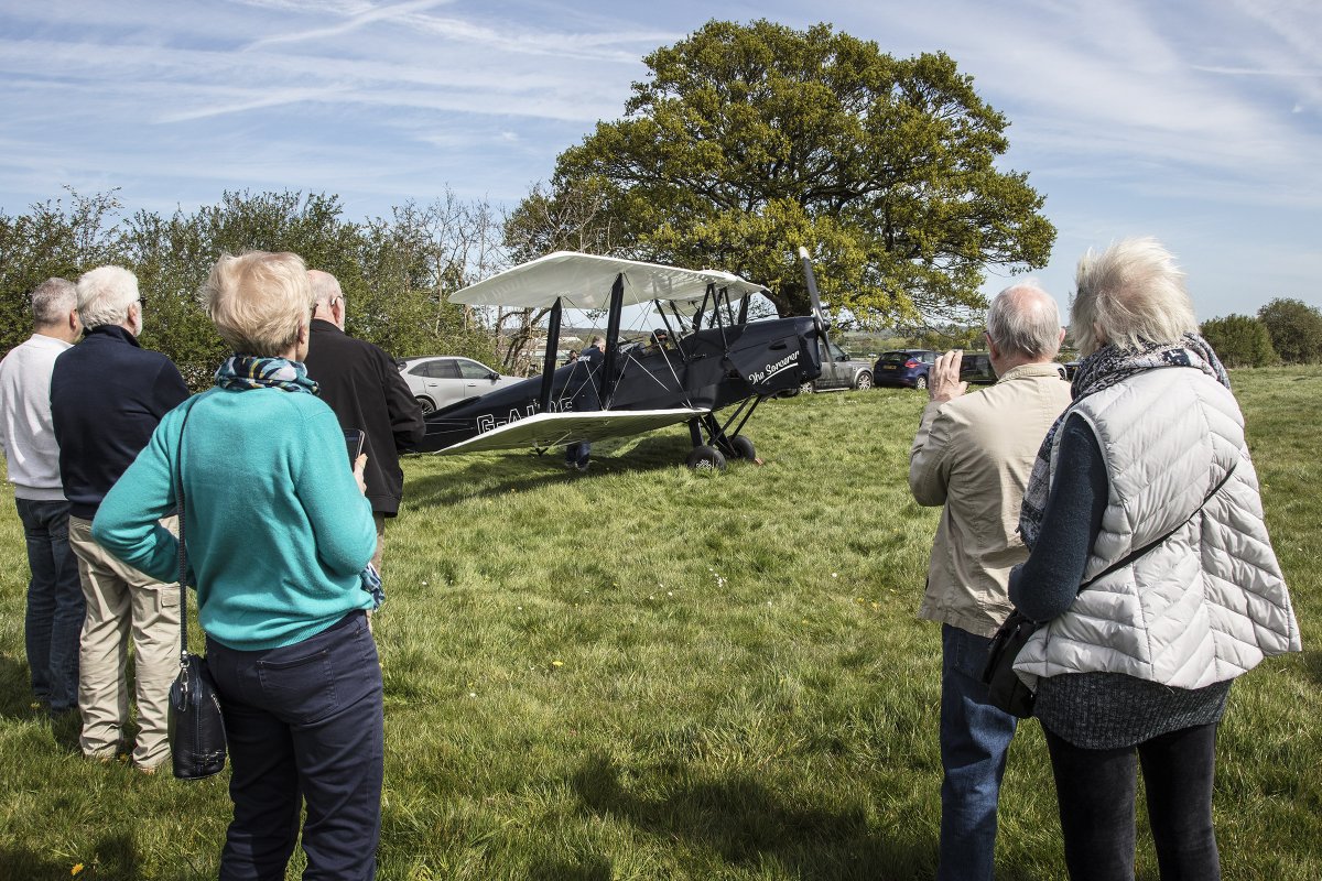 StowAero's tweet image. Flt Lt John Cooper  first flew Tiger Moth T6055 on April 14 1944.   Relisted as G-AIDS in 1946, it has been restored by Stow Maries&apos; pilot Terry D + Keith P.  On April 14 2024, Flt. Lt. Cooper, now 99,  was reunited with T6055, followed by a VIP tour with our Chairman, Martyn.