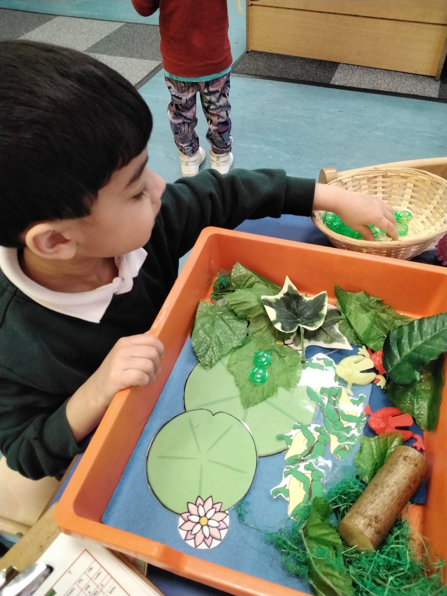 Nursery have been counting out tadpoles into the pond. #Nursery #EYFS #WPS #Leightrust #Maths #Counting #Tentinytadpoles
