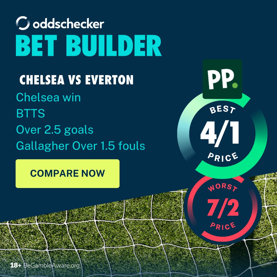 🧱 @oddschecker Bet Builder for #CHEEVE, powered by @WhoScored: Chelsea win Over 2.5 goals BTTS Gallagher over 1.5 fouls 📊Build & compare your own bet builder here: rb.gy/d0vhwi When you win, win bigger.