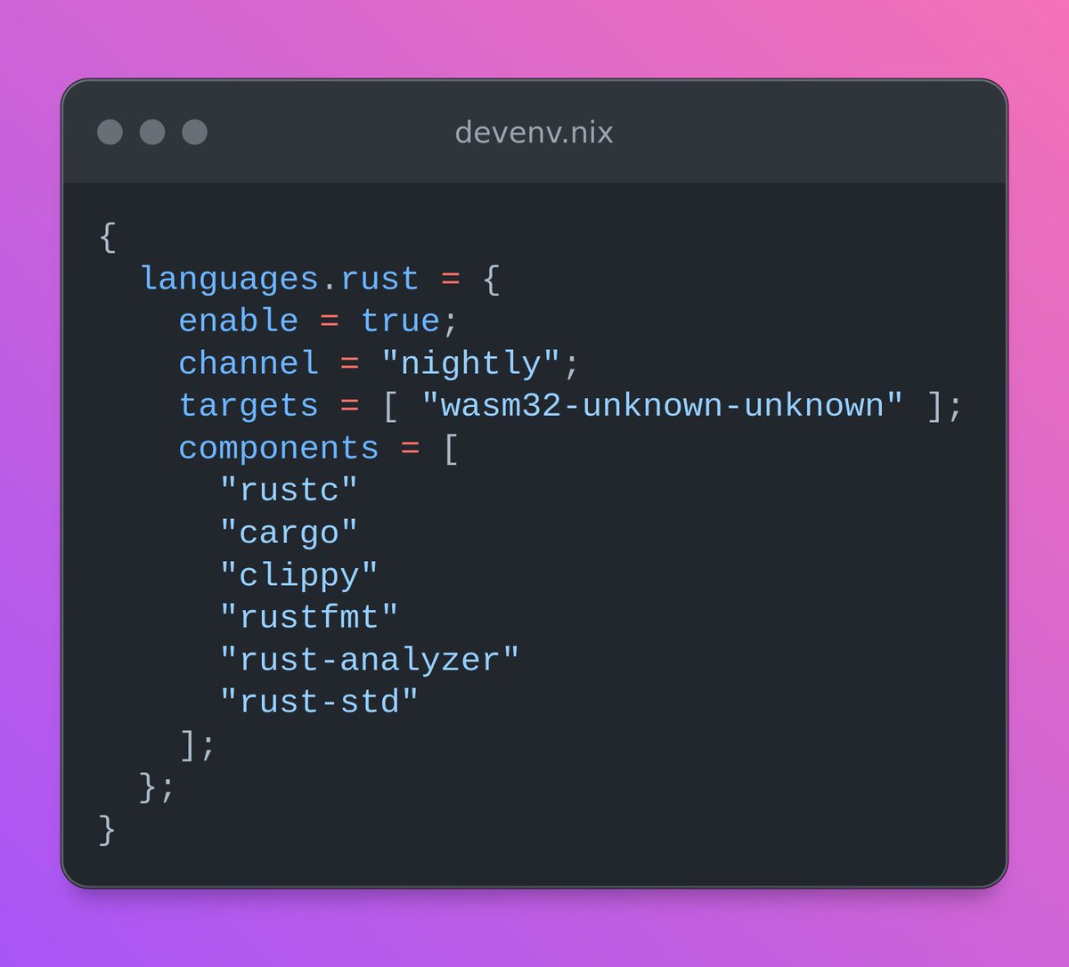 Thanks to Ulrik Strid you can now specify targets for Rust in devenv.sh