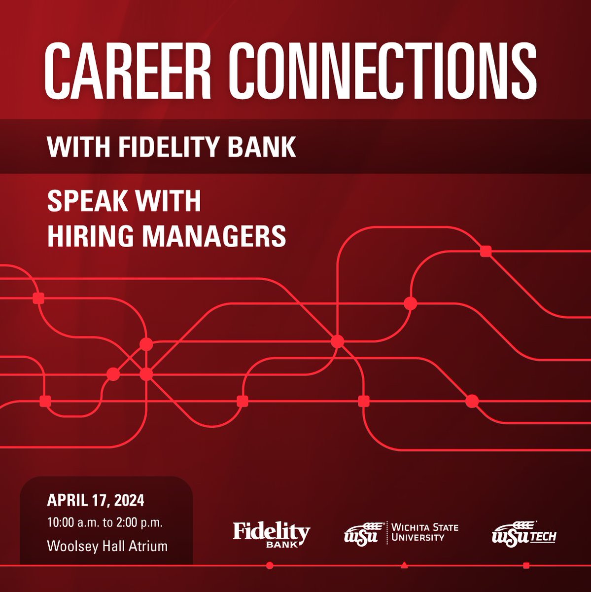 Fidelity Bank Career Connections Day is on April 17 from 10 a.m. - 2 p.m. in the Woolsey Hall Atrium. Fidelity is coming to bring incredible job opportunities to YOU! Register at 🔗 wichitastate.joinhandshake.com/events/1515721…

#ShockersUp #CareerJourney @KSfidelitybank @BartonSchoolWSU