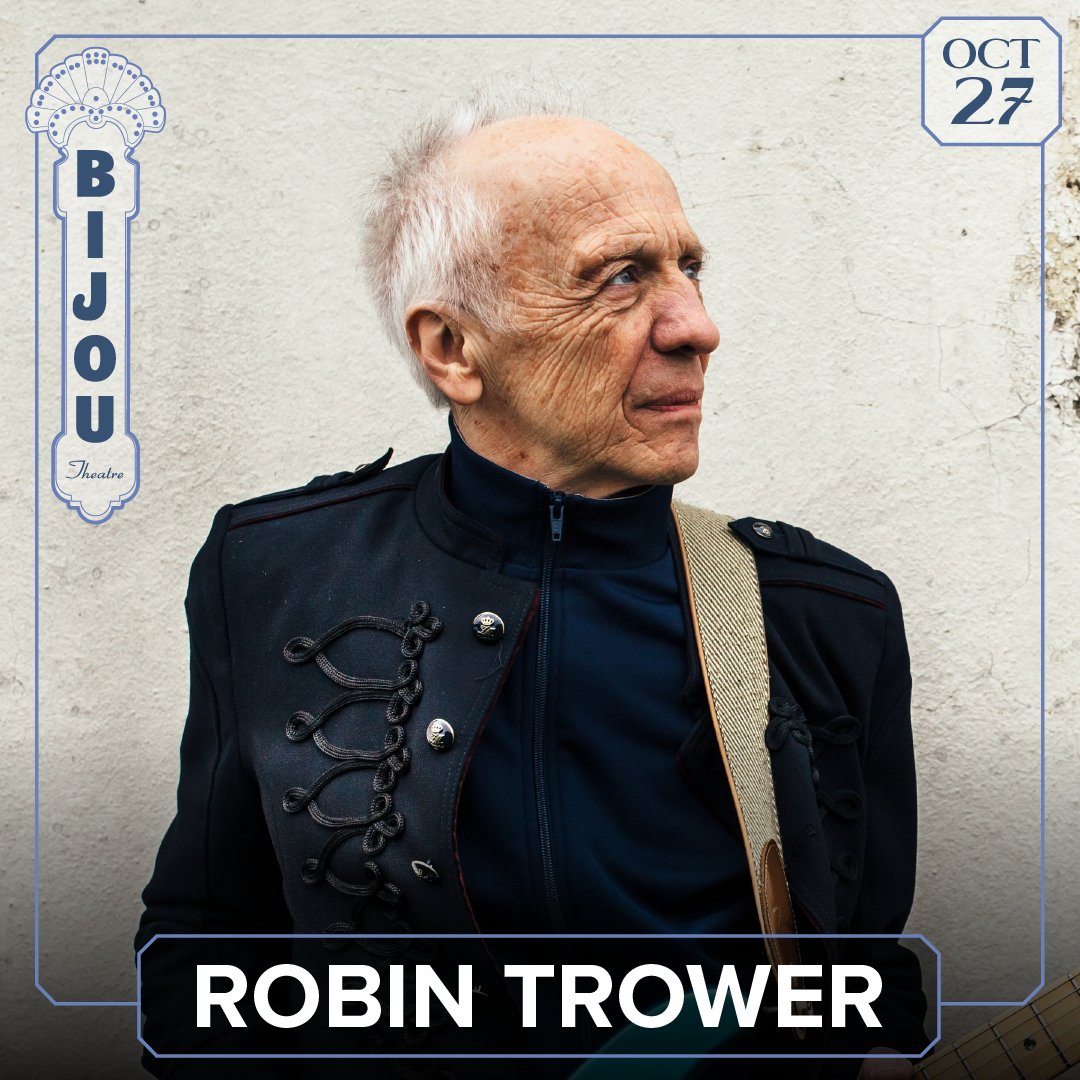 New Show Alert! 🎸✨ Get ready to rock with legendary guitarist Robin Trower at the Bijou Theatre this October. Tickets on sale this Friday at 10AM ET