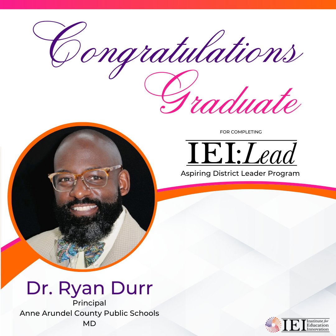 Congratulations to the graduates for successfully completing the IEI: Lead Aspiring District Leader Program!
Dr. Crystal Davis
Gaelen Davis
Dr. Ryan Durr
Marqui G. Fifer

#ieiLead #ieifamily