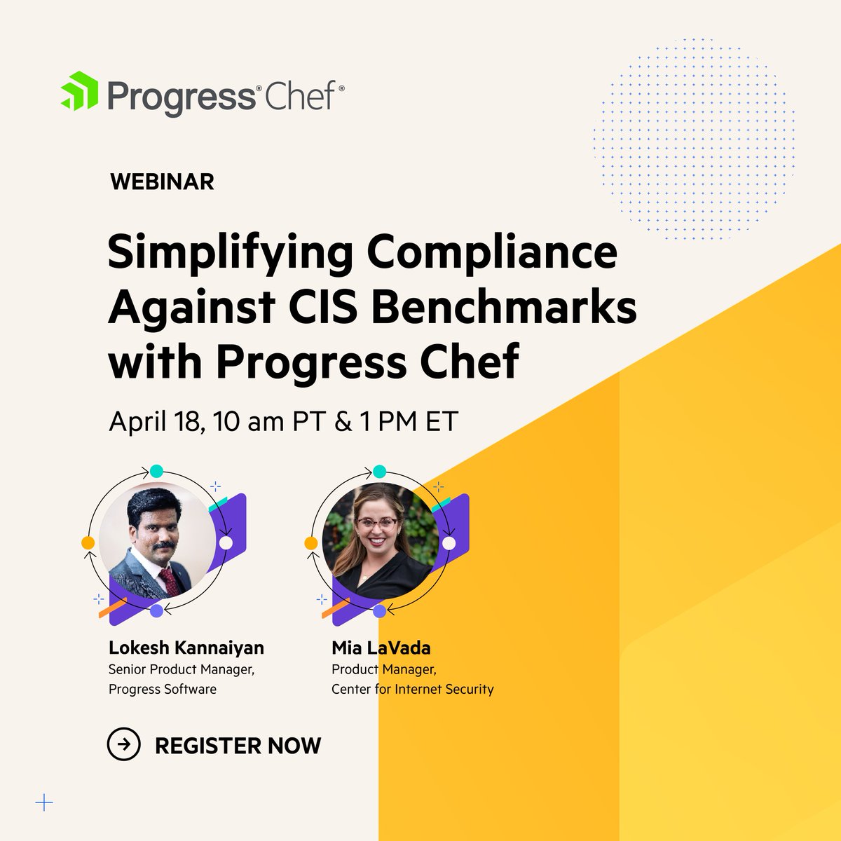 Join Progress and CIS on April 18 to learn about “Simplifying Compliance Against CIS Benchmarks with Progress Chef.' Save your spot: prgress.co/3vIMaeb