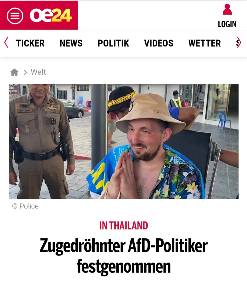 Zugedröhnter Politiker der Braunen Sekte (AfD) in Thailand festgenommen nachdem er #Foitzik in einem Lokal randaliert hat. Der #Herrenmensch völlig zugekifft.😏