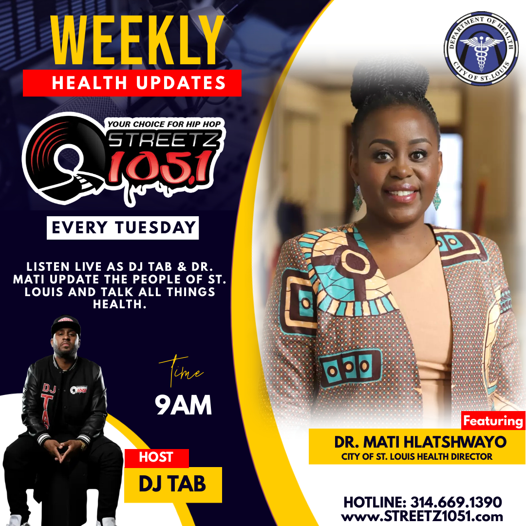 Let's get into the latest #HealthUpdates with Dr. @MatiH_ID tomorrow at 9am with @djtab314 on @streetz1051 🎙️☎️ Be sure to tune in! 
streetz1051.com 

#STLradio #PublicRadio