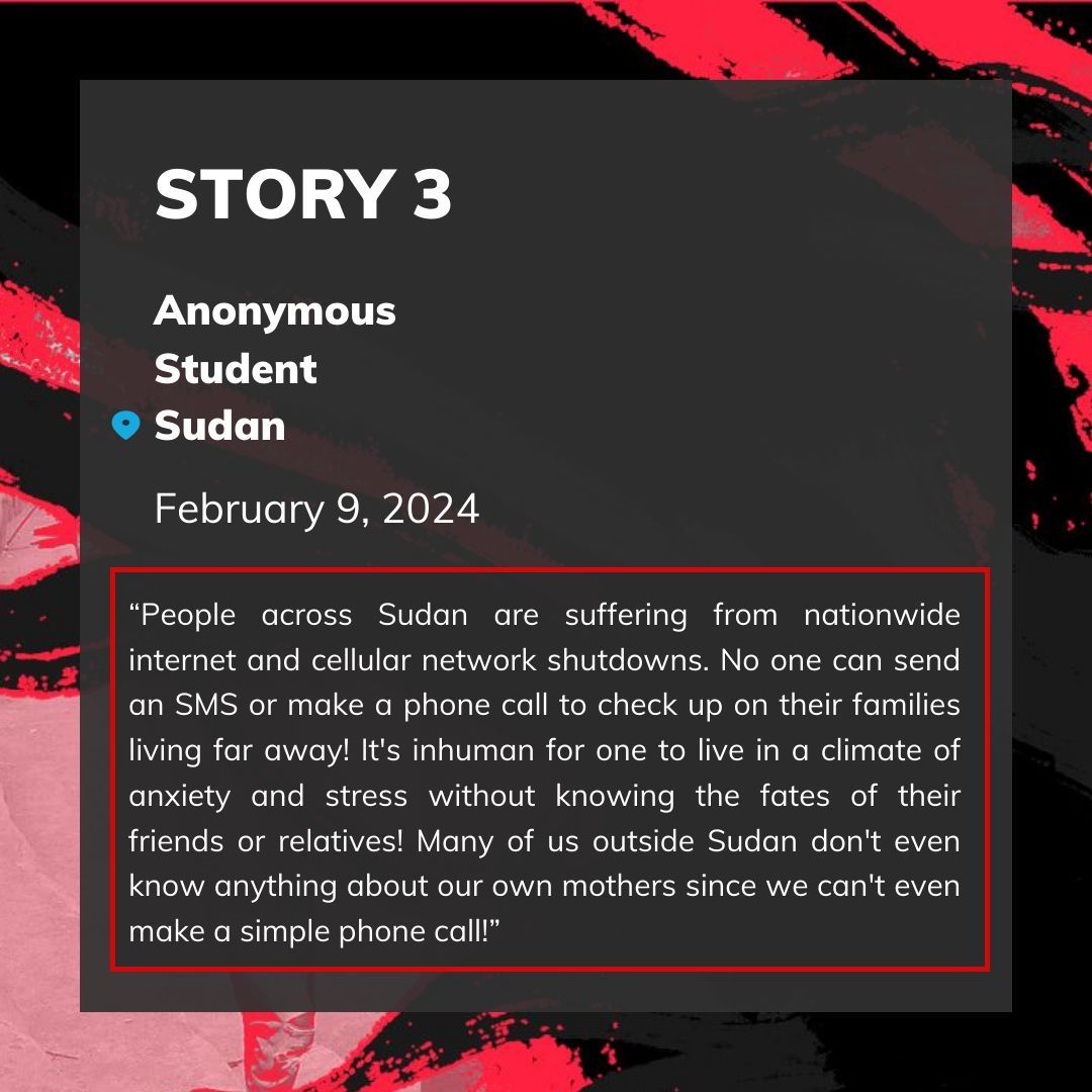 In Sudan, internet shutdowns amid one of the world's worst humanitarian crises have exacerbated the suffering of millions, cutting them off from the world + vital support. Share stories of those impacted + join us in urging warring parties to #KeepItOn! accessnow.org/the-sudan-conf…