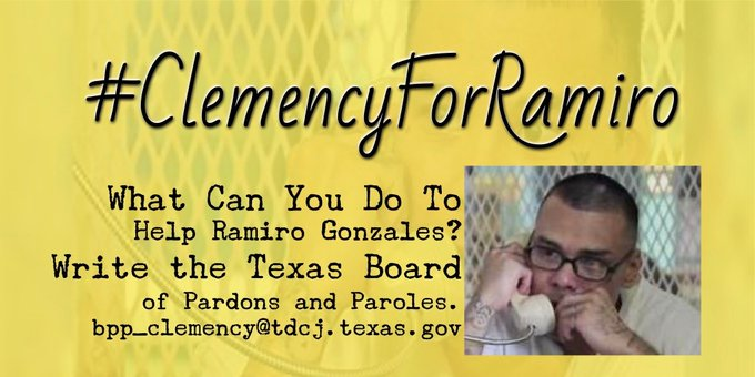 It is not too early to ask for clemency for #RamiroGonzales scheduled to be executed on June 26. He was sentenced to death based on the junk science claim of future dangerousness. However the same specialist re-evaluated him and said that Ramiro is no danger to anybody now.