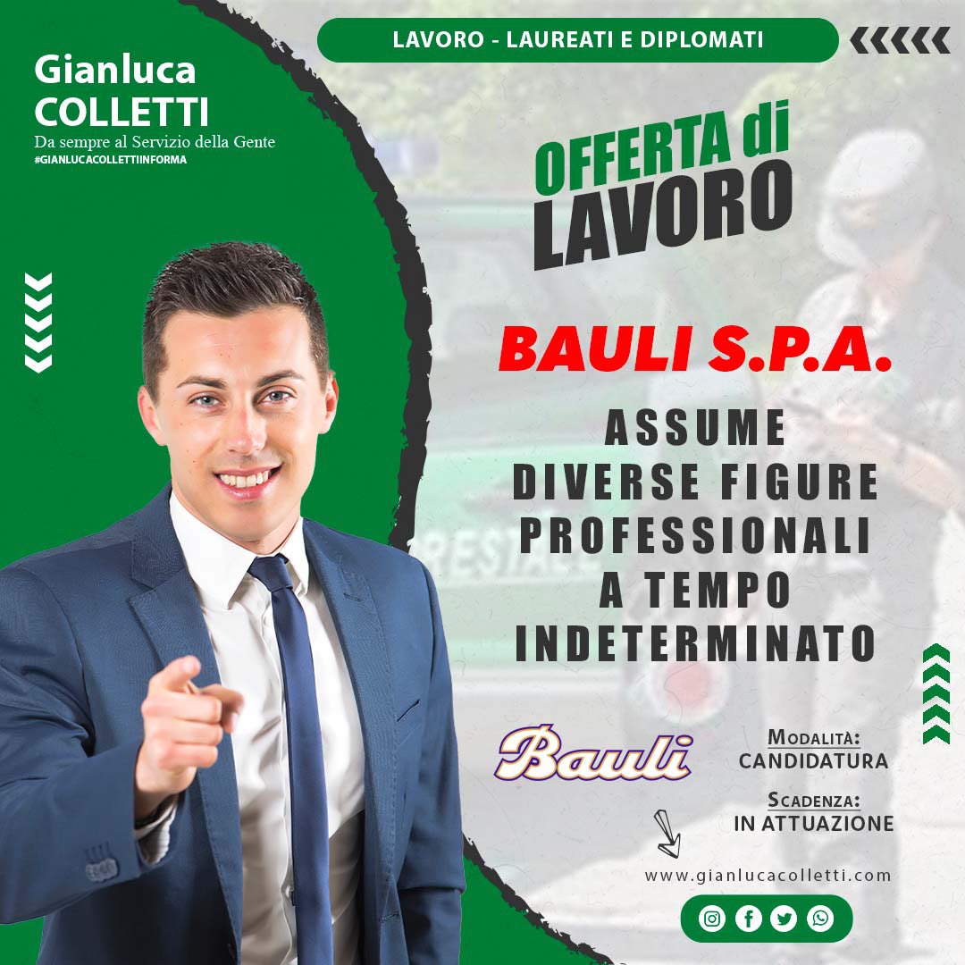 #BAULI S.p.a. - #Assume diverse figure professionali a #tempo #indeterminato. #gianlucacollettiinforma
👉🏻 gianlucacolletti.com/galleriagianlu…