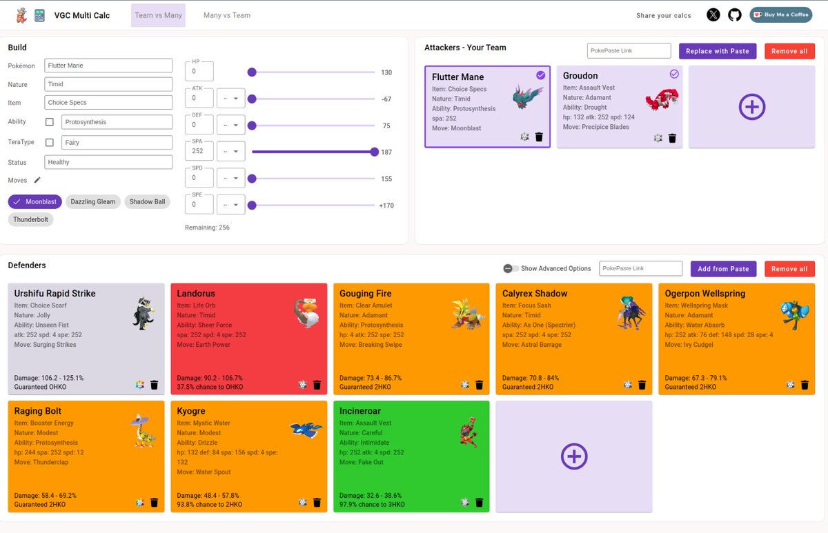 I'd like to share a Pokémon damage calculator I've been working on.

What sets it apart is the interface, and the possibility of calculating multiple Pokémon at the same time.

vgcmultiticalc.com