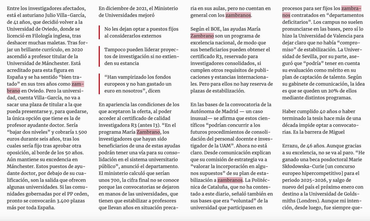 MariaZambranoUV's tweet photo. Un plan español de atracción de talento internacional deja a la deriva laboral a 700 científicos https://t.co/qMgSoGc4jO