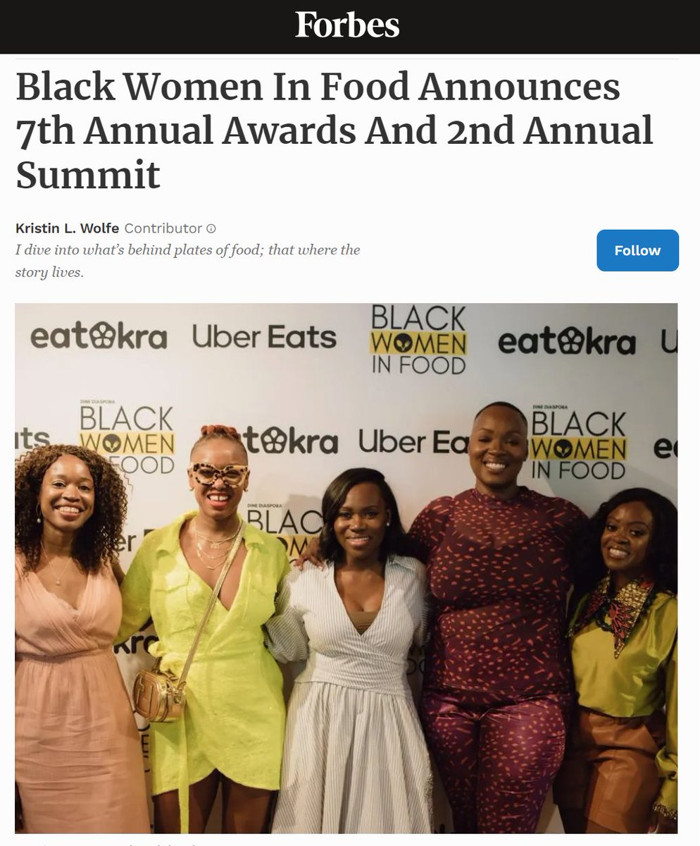 We're delighted to be featured in <a href="/Forbes/">Forbes</a> for support of Black women's contributions across the food system. Check out the story about our #BlackWomenInFood Summit and Awards forbes.com/sites/kristinw…