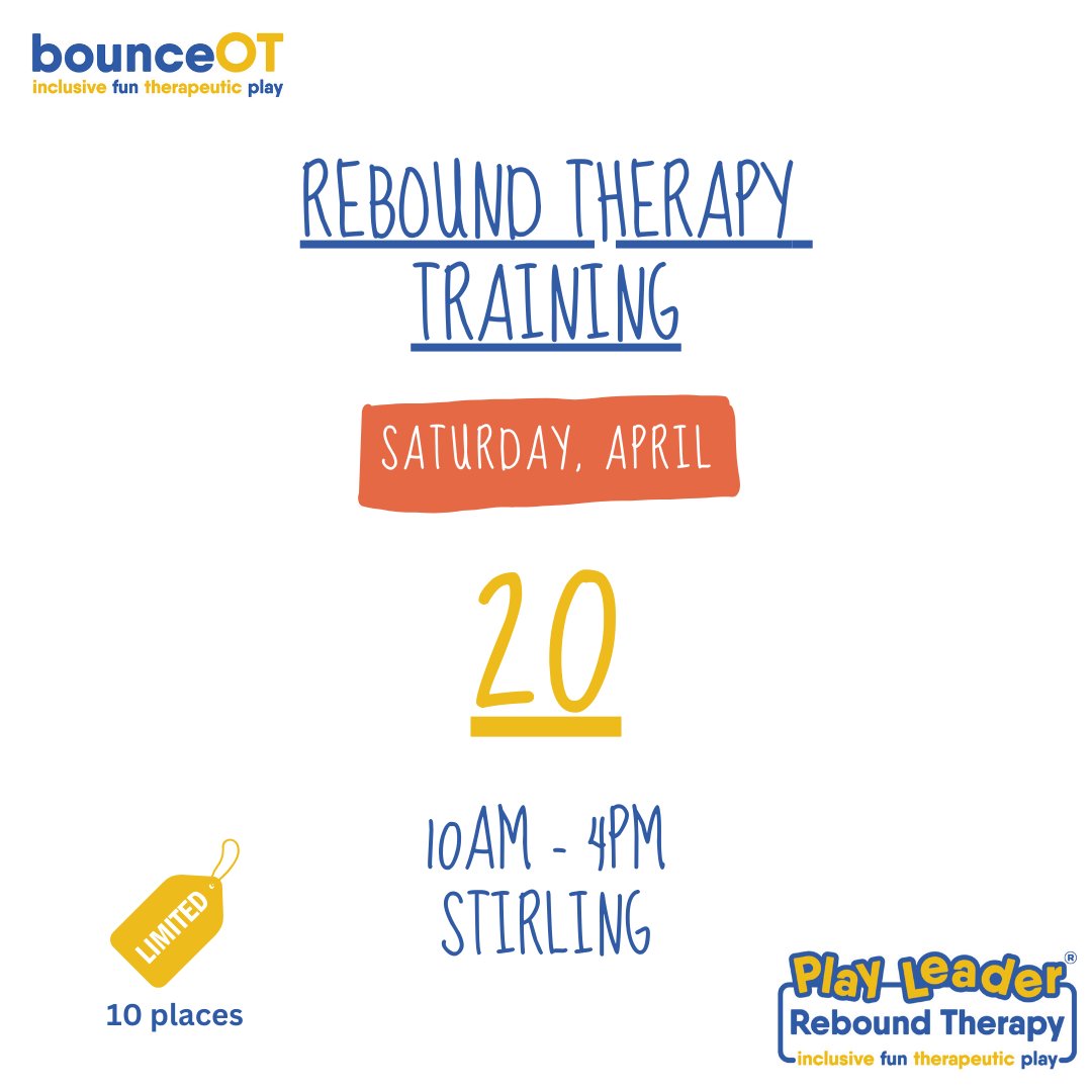 NEW REBOUND THERAPY TRAINING 
Facilitated by @CallumMackOT  (Founder & Specialist Occupational Therapist) 

Limited spaces on each - book today:

bouncet.com/book/ 

@reboundtherapy_  
@bounceot 

#reboundtherapy #occupationaltherapy #buysocial #socialenterprise