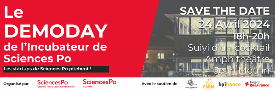 [Évènement] #Demoday de @SPoEntrepreneur Découvrez les #startups #innovantes de @sciencespo et échangez avec les jeunes entrepreneurs, les investisseurs et l'équipe du Centre pour l'entrepreneuriat ! 📆 24/04 à 18h 📍 Sciences Po ⬇️ Inscriptions ⬇️ bit.ly/3VUteE8