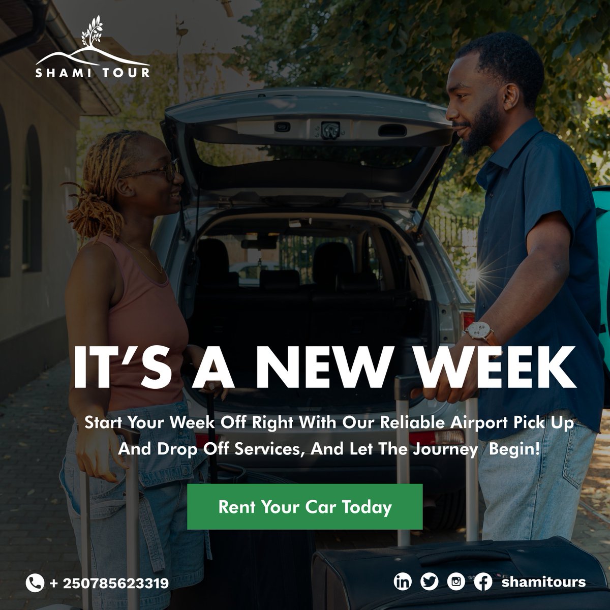 shami_tours's tweet photo. As we start a new week filled with endless possibilities. We have the best car rental deals for you! 🚗✨

From airport pickups to city explorations, we've got you covered. 

Book your ride today :
Contact us today:
📞: +250 785 623 319
✉: toursshami@gmail.com https://t.co/aBQHsdh9VI