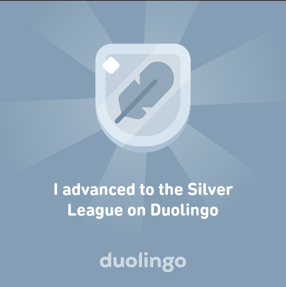 jmnn_0813's tweet photo. I advanced to the Silver League on Duolingo https://t.co/oCO3fSVY0G