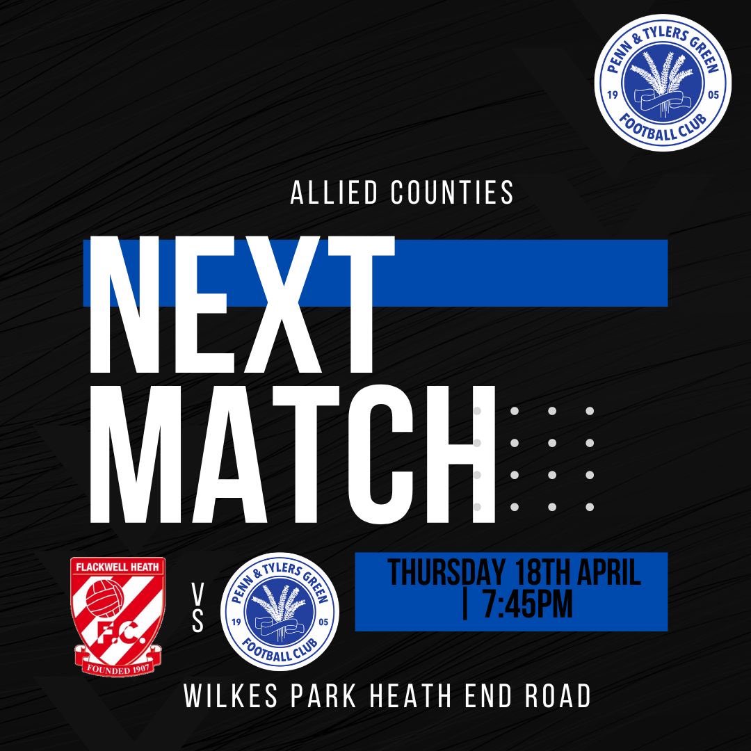 This week our Allied counties team take on Flakwell Heath FC, away at Wilkes Park Heath End Road for a 7:45pm KO ⚽️💙 #wearepenn #pennandtylersgreenfc