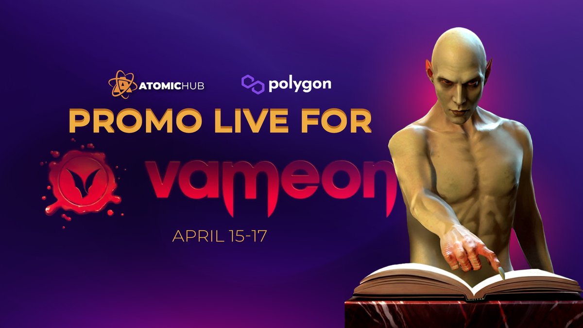 Things are getting spooky with the new partner joining our promo campaign on @0xPolygon 🧛 Clear your schedule for some skulking around in the shadows with @vameon69! 🧛 Dive into a mystical vampire metaverse powered by Polygon. Battle, ally, and ascend from ghoul to Count