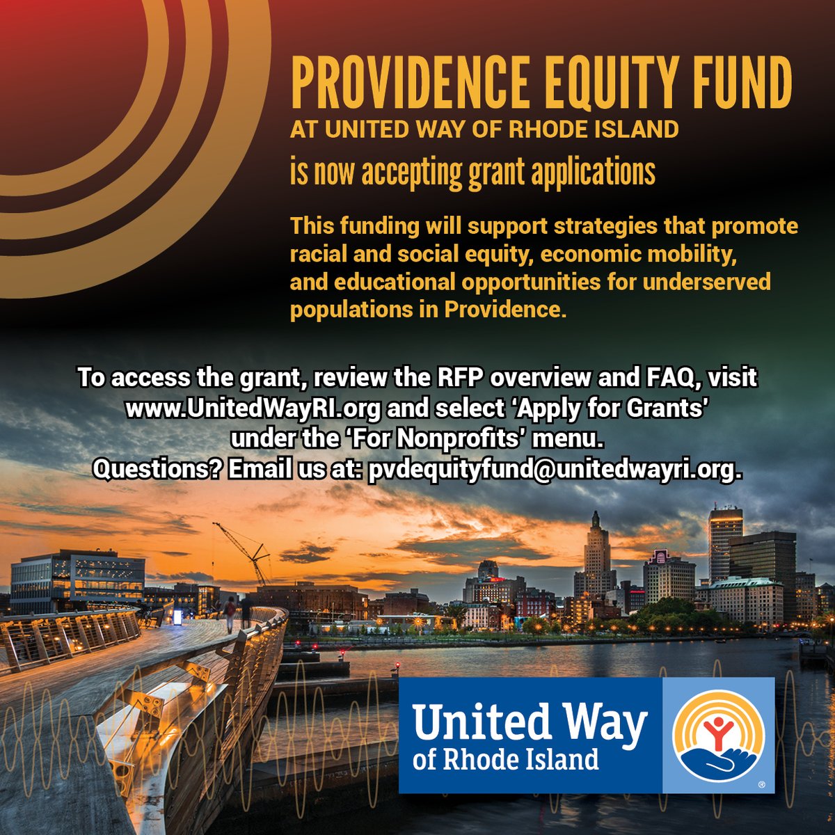 We are proud to launch the #Providence Equity Fund at @liveunitedri in collaboration with @CityofProv. We're awarding up to $1.5 million over two years to support nonprofits working toward racial & social #equity, economic mobility, and educational opportunities in Providence. 🧵