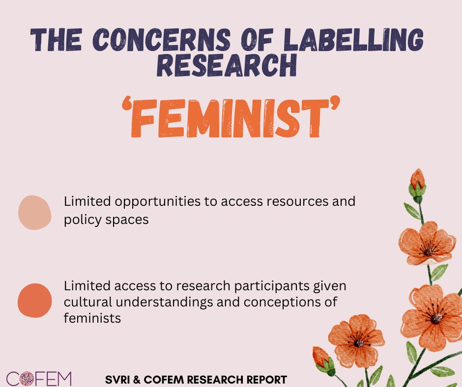 During the Feminist Research on Violence against Women in Humanitarian and Development Settings with @TheSVRI, one of the challenges we encountered was, half of our key informants expressed concerns in labelling their research as feminist. 🔗svri.org/sites/default/…