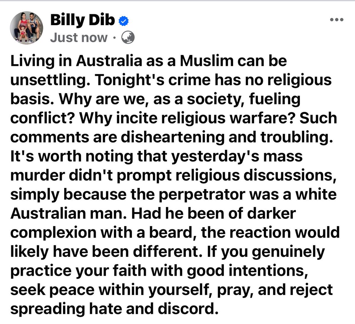 “Sharing my perspective on yet another tragic attack at a Sydney church.'